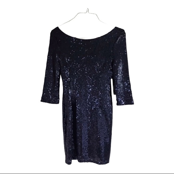 LULU’S Navy Blue Delightful Ways Sequin Mini Dress M NWT - Picture 10 of 13